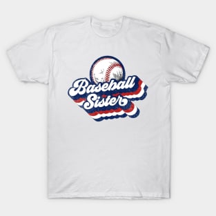 Retro Baseball Sister Red White Blue T-Shirt